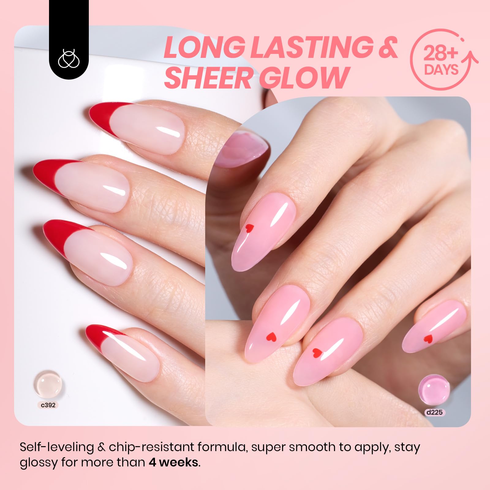 Beetles Nude Gel Nail Polish Set - 6 Nude Pink Jelly Shades (Soak-Off UV Gel)