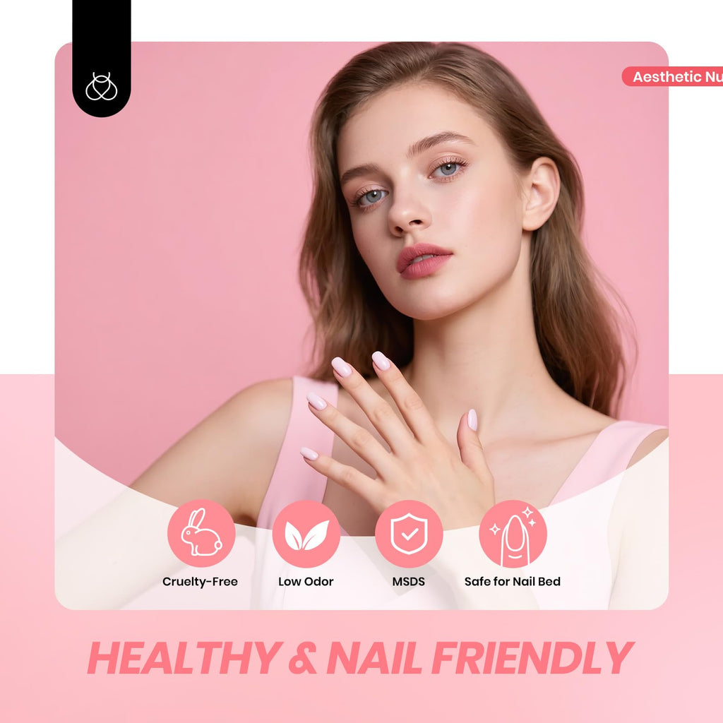 Beetles Nude Gel Nail Polish Set - 6 Nude Pink Jelly Shades (Soak-Off UV Gel)