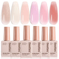 Beetles Nude Gel Nail Polish Set - 6 Nude Pink Jelly Shades (Soak-Off UV Gel)