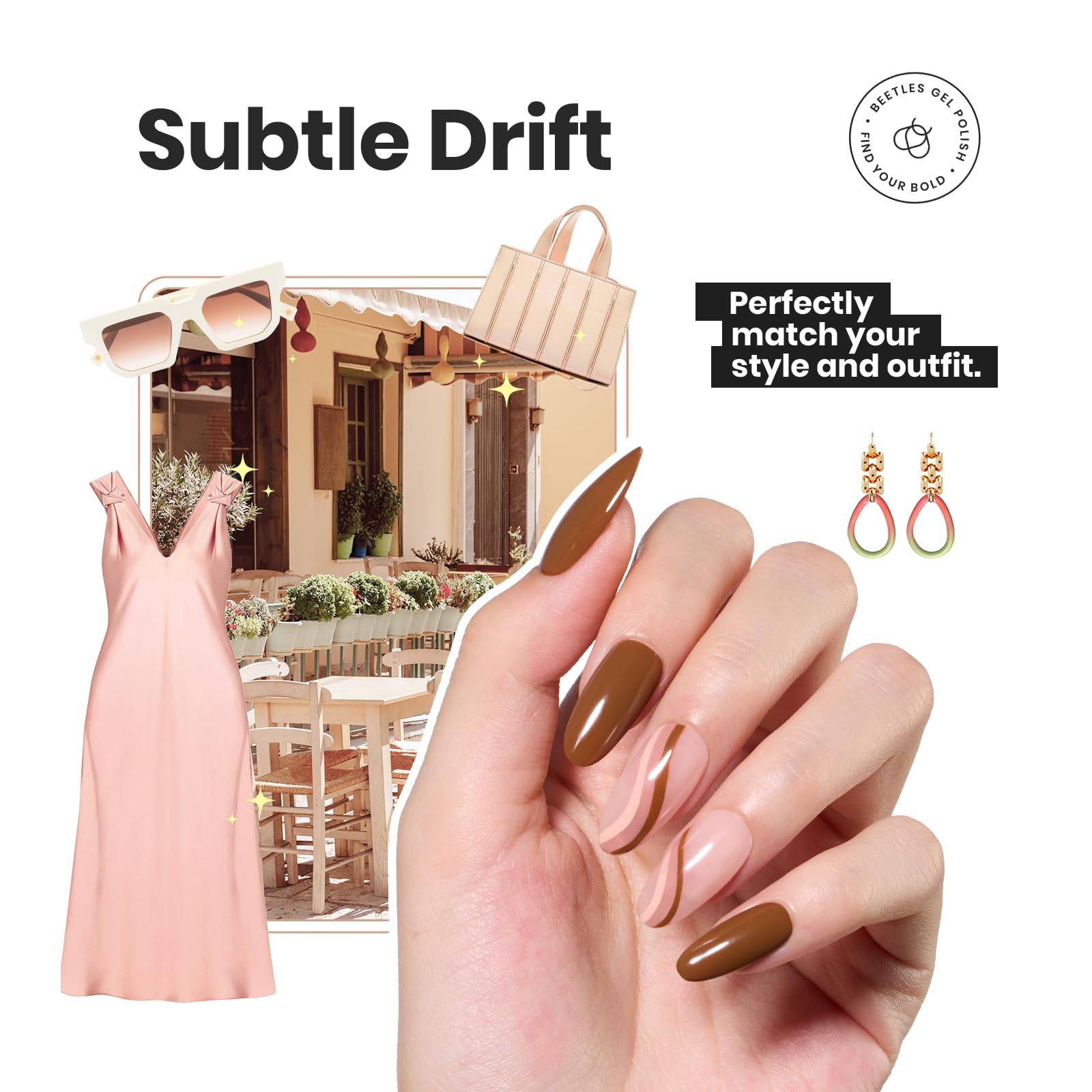 Beetles Nude Nail Polish Set Coconut Mousse – 6Pcs Quick-Dry Nude Shades