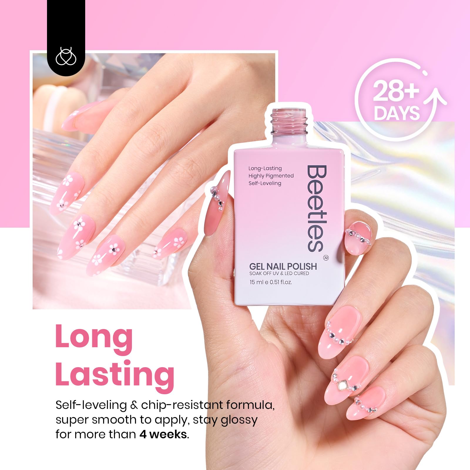 Beetles Nude Pink Gel Nail Polish Set – 6 Jelly Shades, 15ml, Cruelty-Free