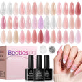 Beetles Nude Pink Gel Nail Polish Set – 20 Colors Jelly Gel Kit + Base & Top Coats