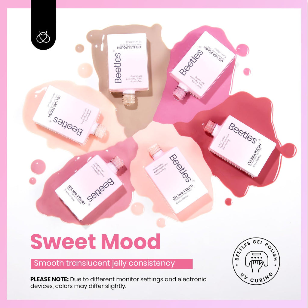 Beetles Nude Pink Gel Nail Polish Set – 6 Jelly Shades, 15ml, Cruelty-Free