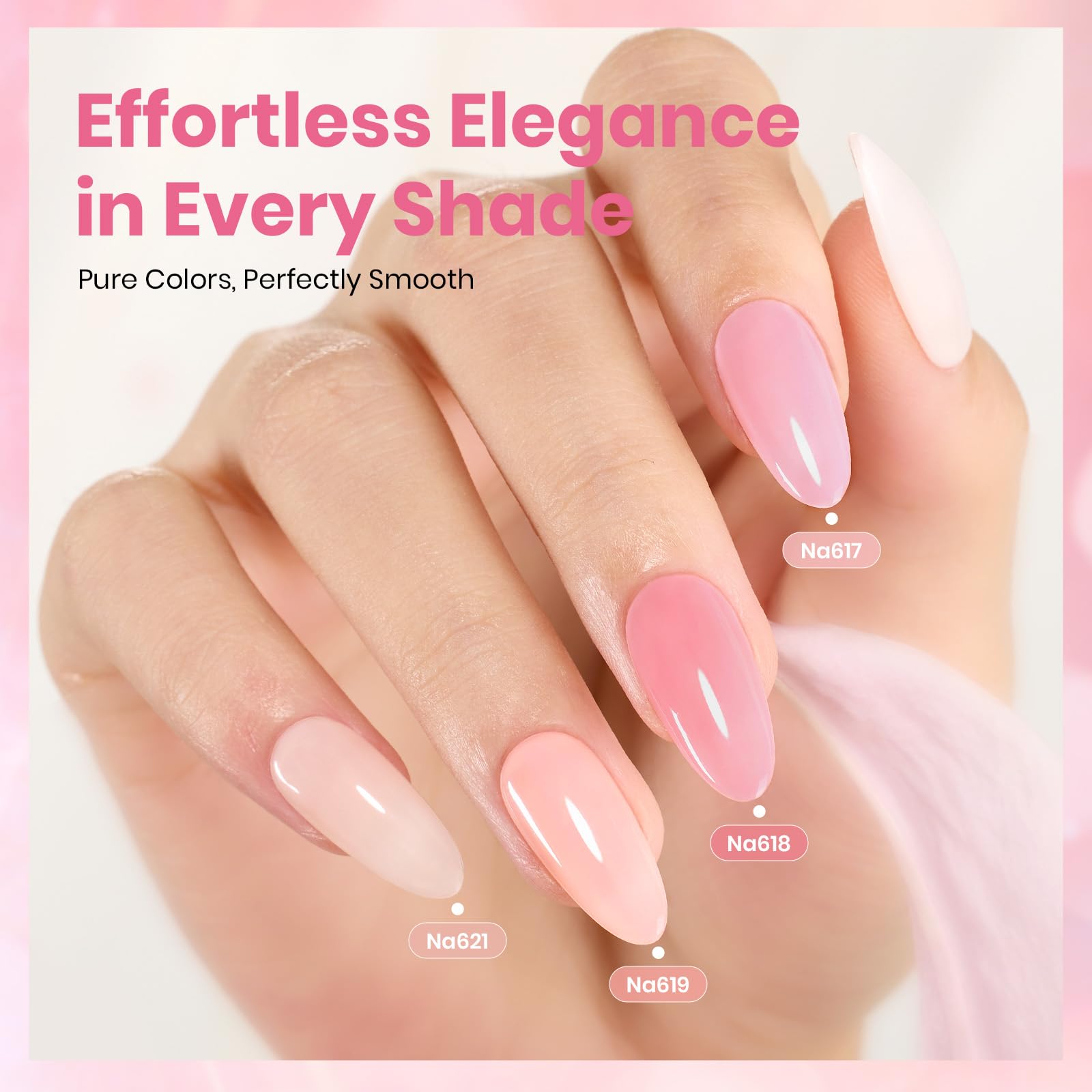 Beetles Nude Pink Gel Nail Polish Set – 6 Hema-Free Jelly Shades (15ml)