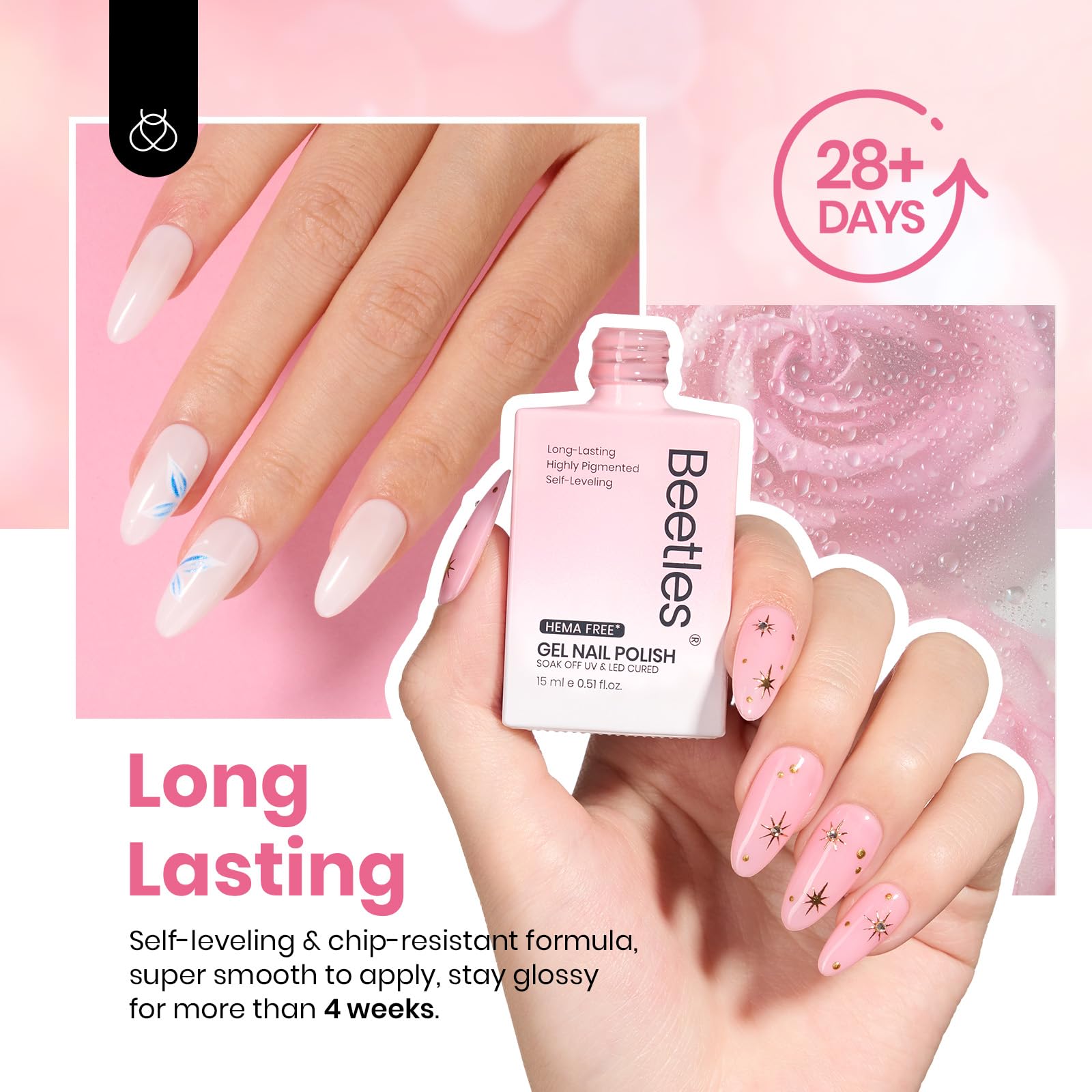 Beetles Nude Pink Gel Nail Polish Set – 6 Hema-Free Jelly Shades (15ml)