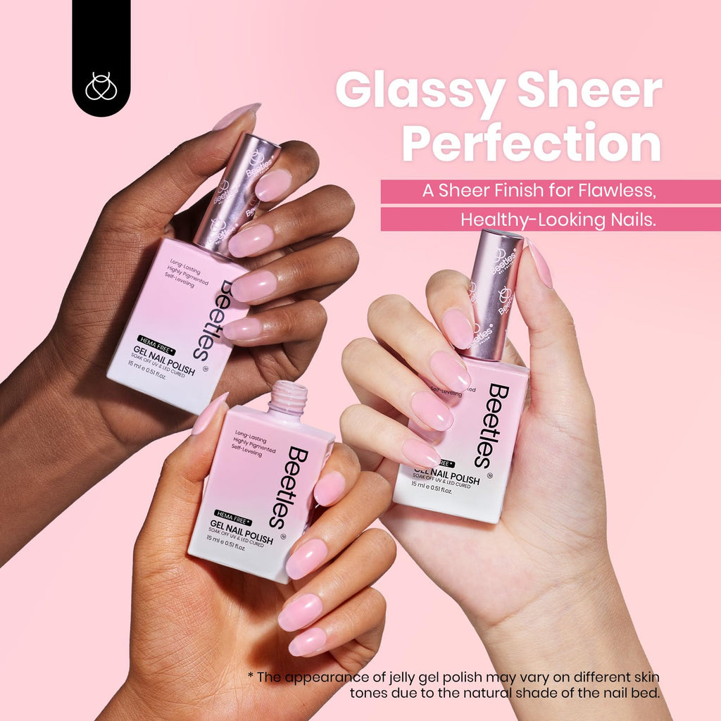 Beetles Nude Pink Gel Nail Polish Set – 6 Hema-Free Jelly Shades (15ml)