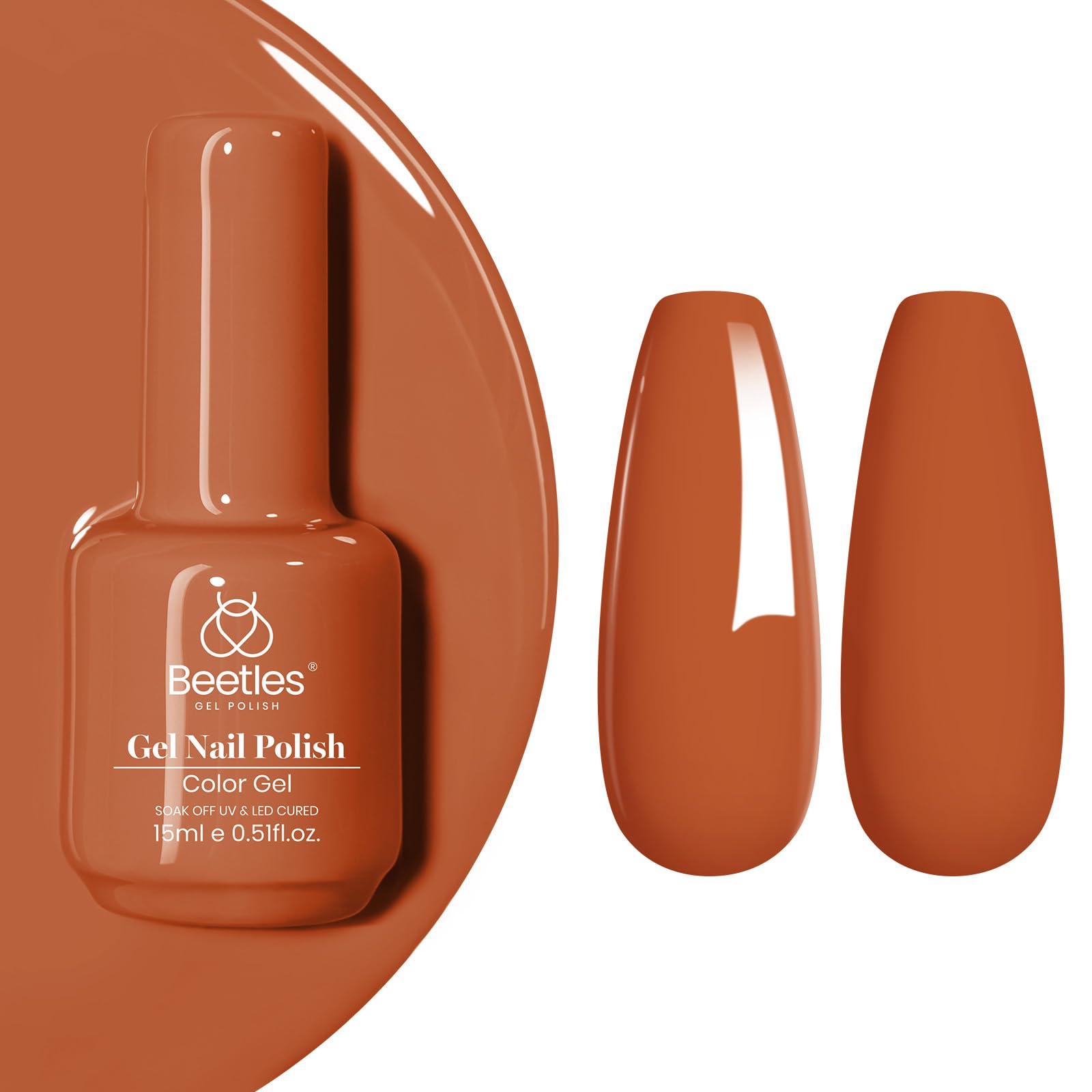 Beetles Orange Gel Nail Polish – 15ml Soak-Off, Dark Orange, UV/LED Cure