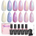 Beetles Pearl Gel Nail Polish – 6 Color Mermaid Swirl Set (Soak-Off UV)
