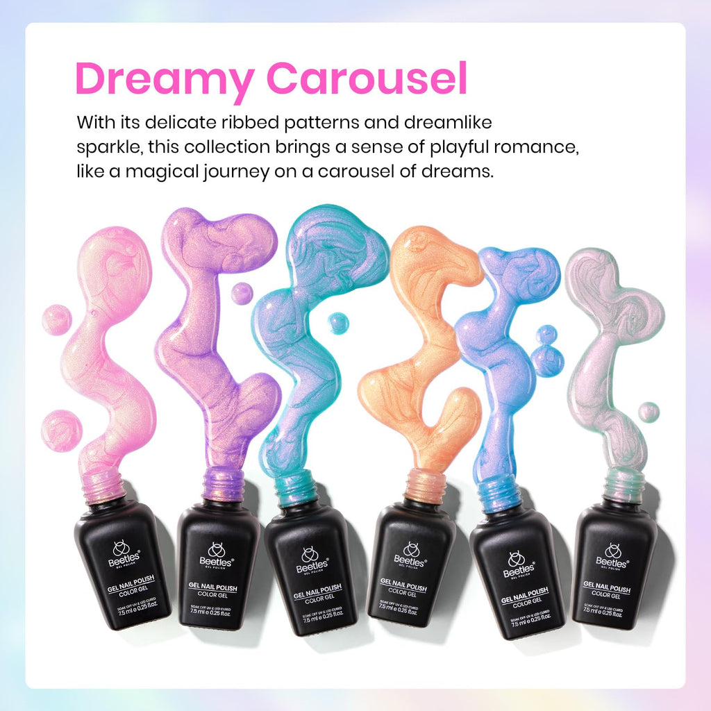 Beetles Pearl Gel Polish – 6-Color Shimmer Set with Mermaid Swirl Finish