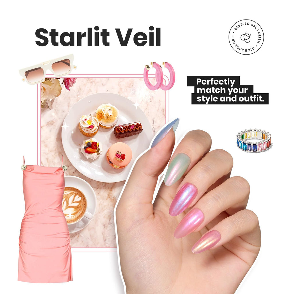 Beetles Pearl Nail Polish Set Mermaid Glow – 6-Color Shimmer Quick-Dry