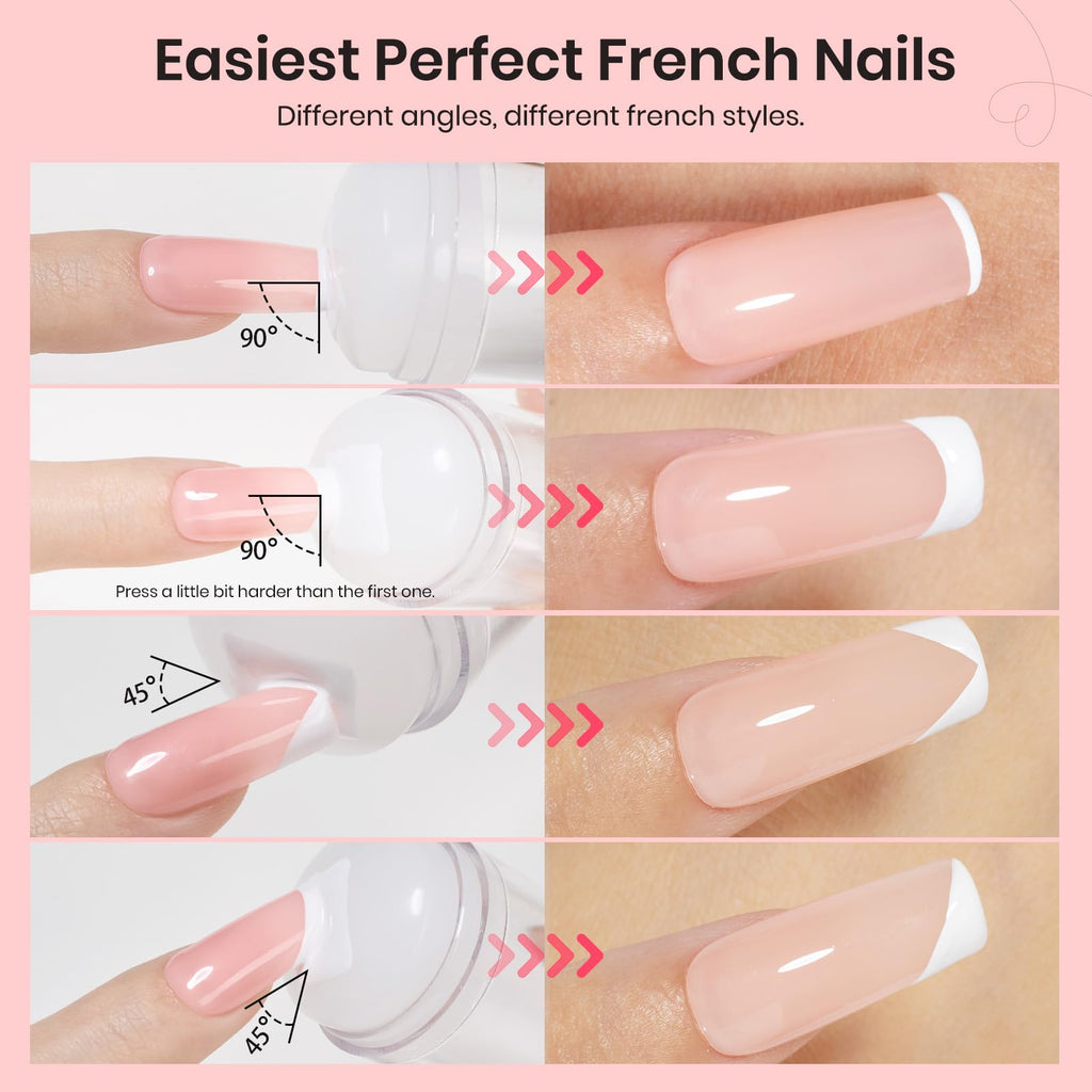 Beetles French Tip Tool Stamp Gel Kit – Silicone Nail Stamper, Peel-Off Cuticle Guard & Gel Polish