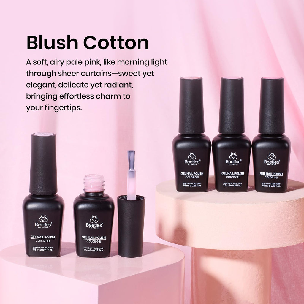 Beetles Pink Gel Nail Polish Set – Blush Cotton, 6 Shades, Soak-Off UV/LED