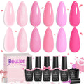 Beetles Pink Gel Nail Polish Set – 6 Pink Shades, Soak-Off UV/LED