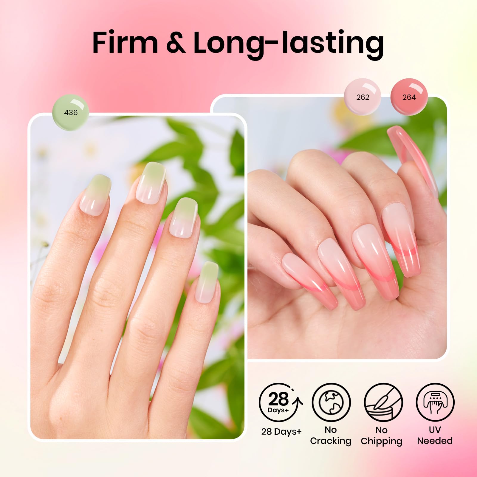 Beetles Pastel Poly Nail Gel Kit 12Pcs – Green Pink Glitter Extension Set