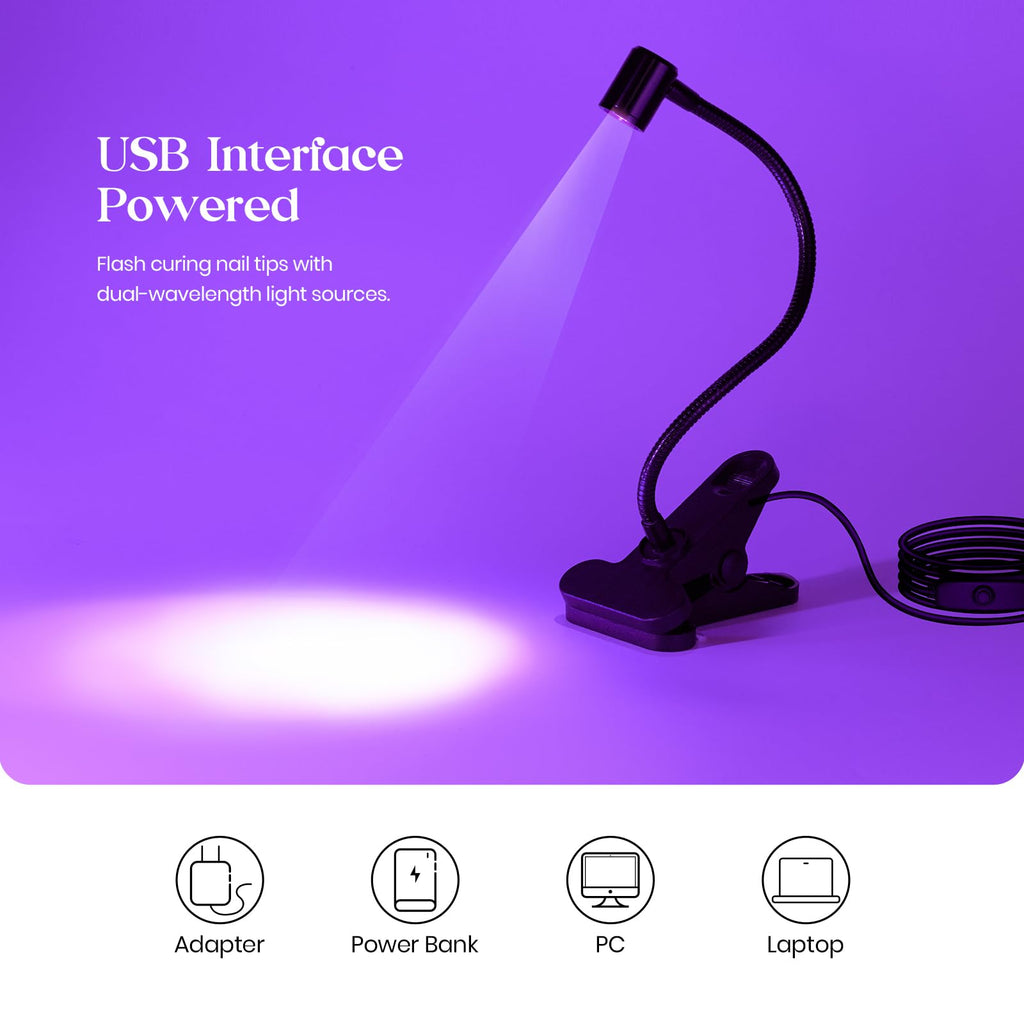 Beetles UV Nail Lamp – Mini LED Curing Light with Clamp for Gel Polish | Quick, Safe Dry for Home or Salon
