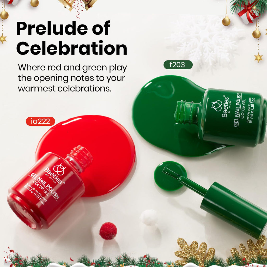 Beetles Green & Red Gel Polish Set – Prelude of Celebration (2 x 15ml)