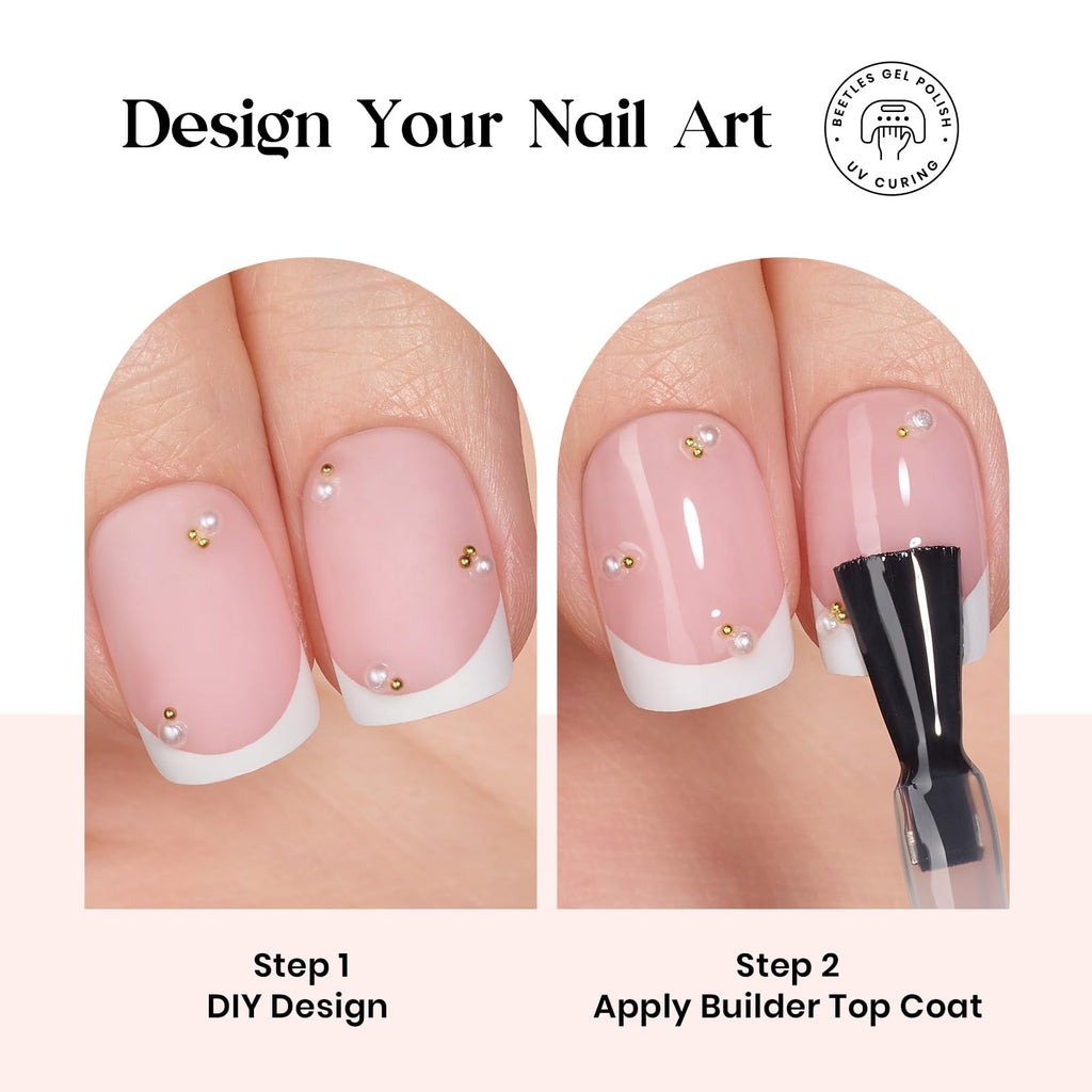 Beetles X Press Plus Gel Nails Kit – Peach French & Pink Extra Short Square Tips (210 Pcs All-in-One)