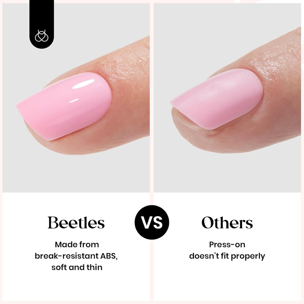 Beetles Press On Nails Kit – 720 Pcs, 24 Colors, Short Almond, Glue & Tabs Included