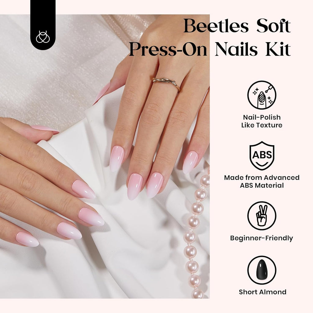 Beetles Press On Nails Kit – 720 Pcs, 24 Colors, Short Almond, Glue & Tabs Included