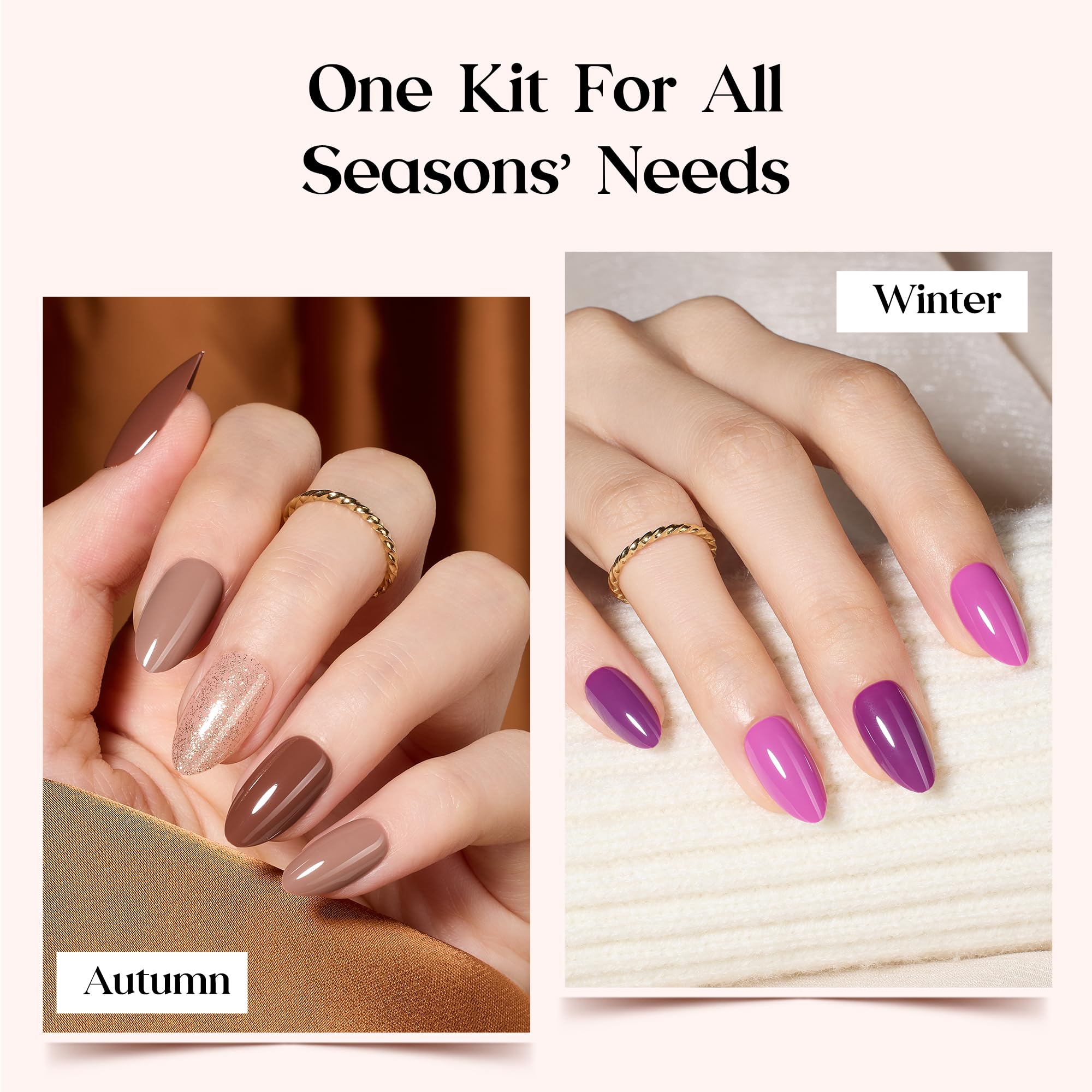 Beetles Press On Nails Kit Rainbow Gleam – 720 Pcs, 24 Colors, Short Almond, Matte & Glossy