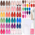 Beetles Press On Nails Kit Rainbow Gleam – 720 Pcs, 24 Colors, Short Almond, Matte & Glossy