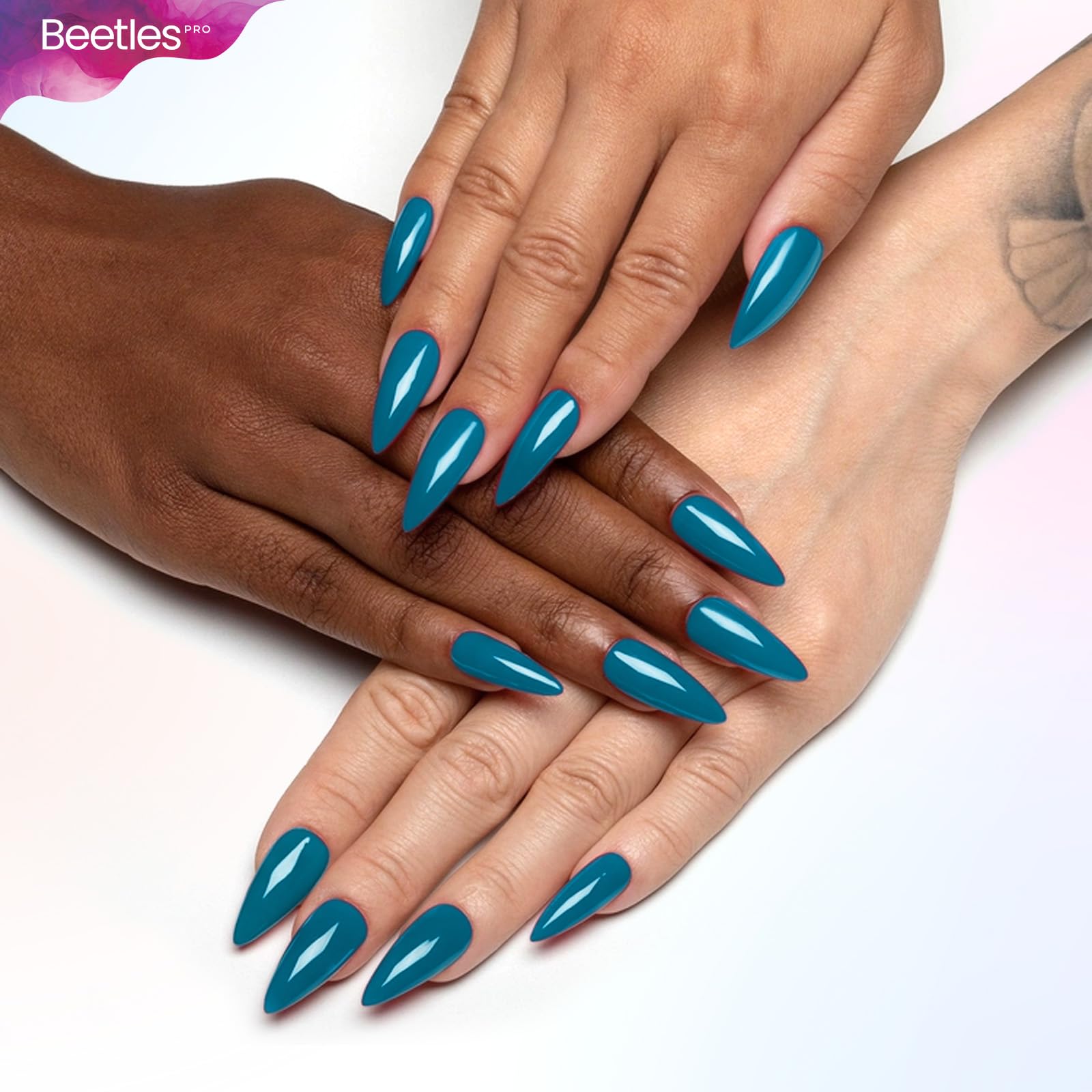 Beetles Pro Blue Gel Polish - Drown in Thought (Turquoise Teal) 20ML | Long-Lasting Shine