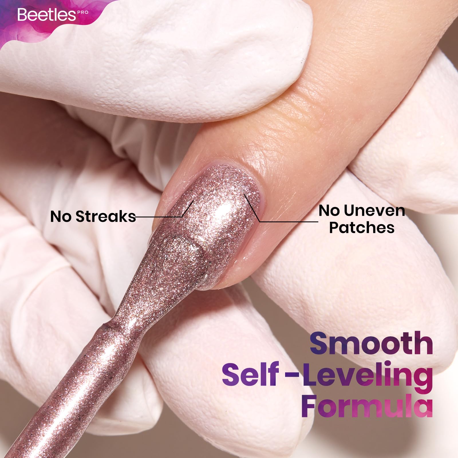 Beetles Pro Shimmer Gel Polish Existential Pink – 20ml Rose Gold Shine