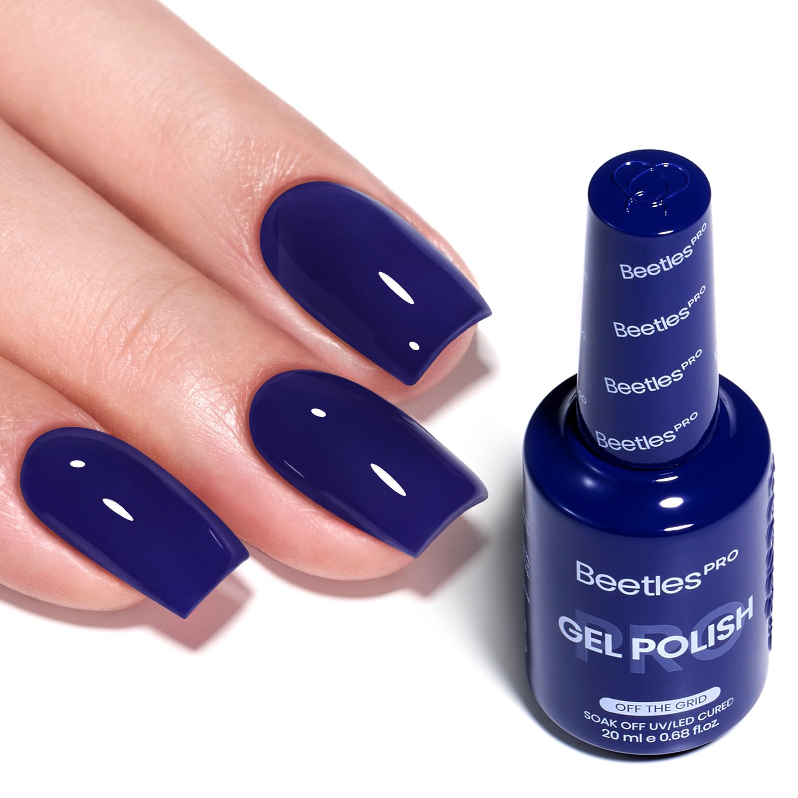 Beetles Pro Dark Blue Gel Nail Polish – Off The Grid Navy, 20ml | UV Lamp Cure, Salon-Quality Shine