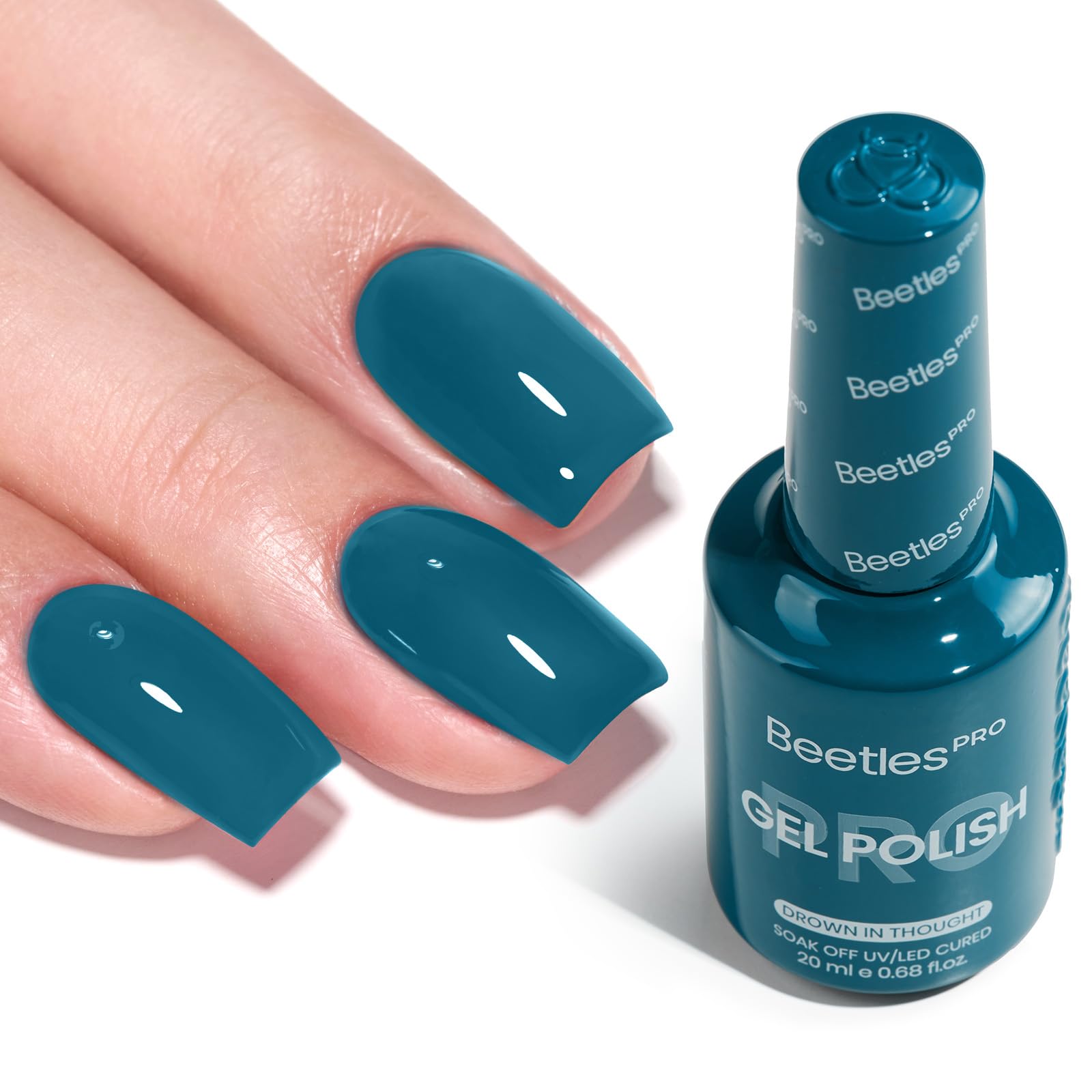 Beetles Pro Blue Gel Polish - Drown in Thought (Turquoise Teal) 20ML | Long-Lasting Shine