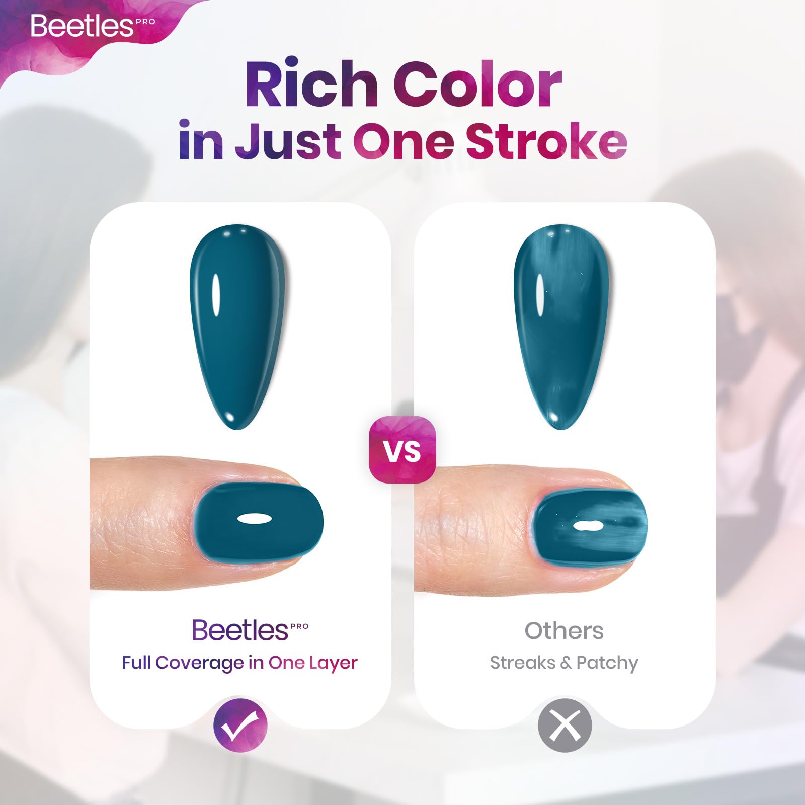 Beetles Pro Blue Gel Polish - Drown in Thought (Turquoise Teal) 20ML | Long-Lasting Shine