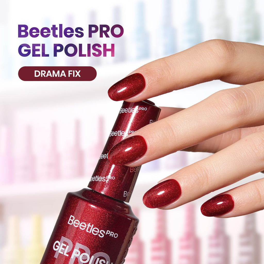 Beetles Pro Red Gel Nail Polish Drama Fix – 20ml Glitter Gel, Cherry Red, UV Cure, Salon-Quality Shine
