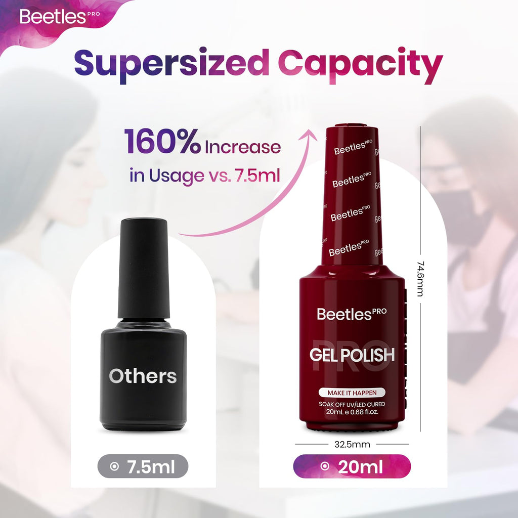Beetles Pro Red Gel Polish Make It Happen – Dark Burgundy Wine 20ml | UV Lamp Cure, Long-Lasting Shine