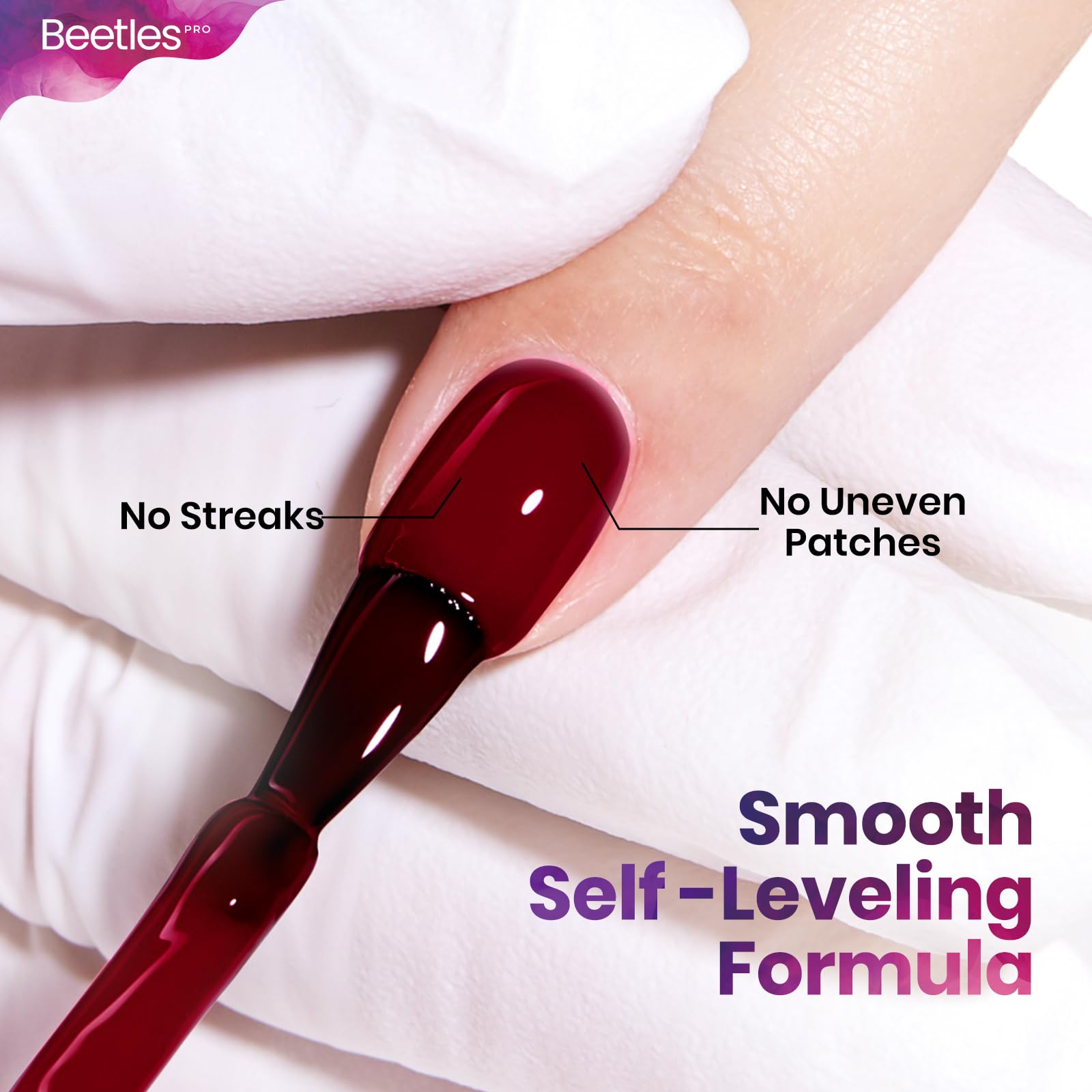 Beetles Pro Red Gel Polish Make It Happen – Dark Burgundy Wine 20ml | UV Lamp Cure, Long-Lasting Shine