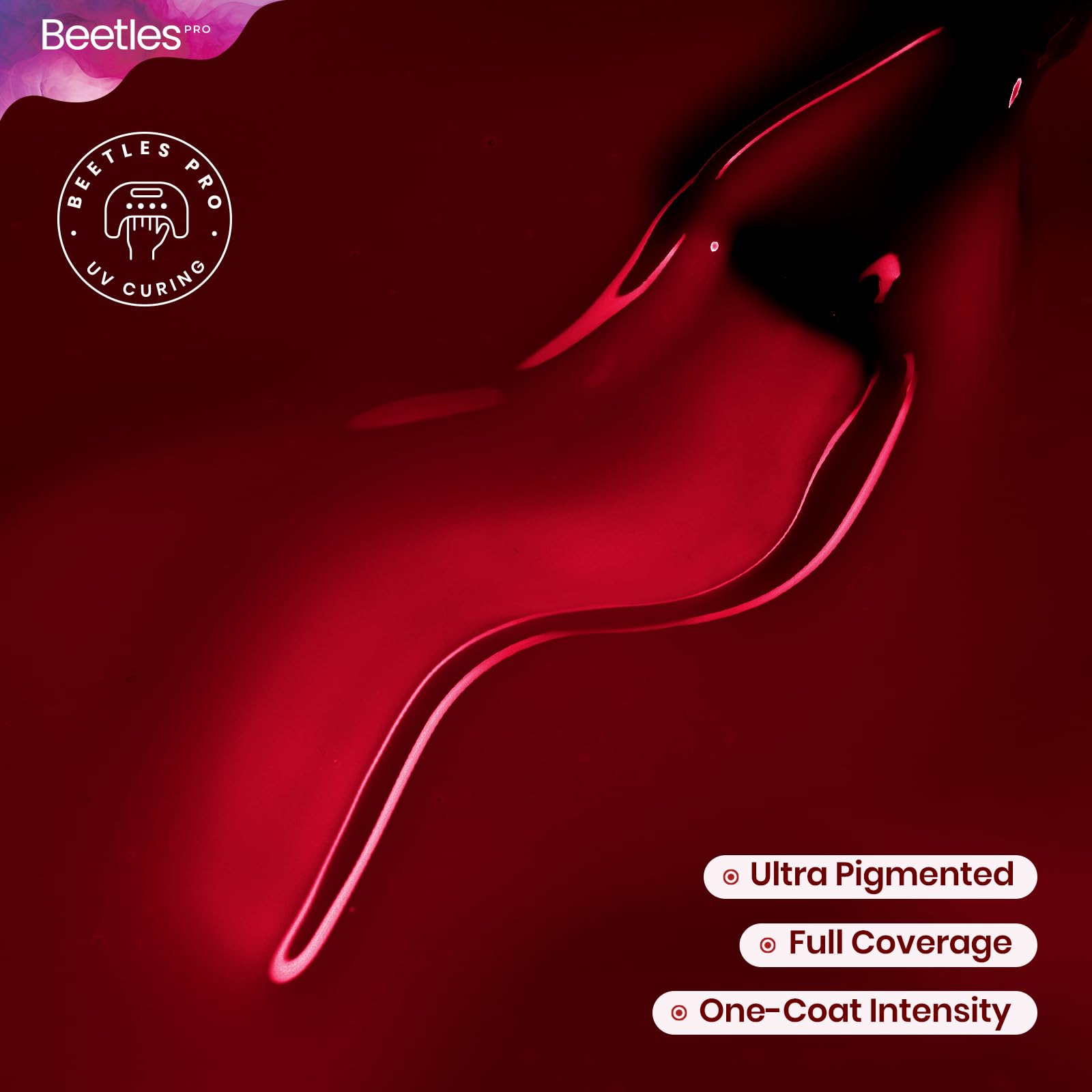 Beetles Pro Red Gel Polish Make It Happen – Dark Burgundy Wine 20ml | UV Lamp Cure, Long-Lasting Shine