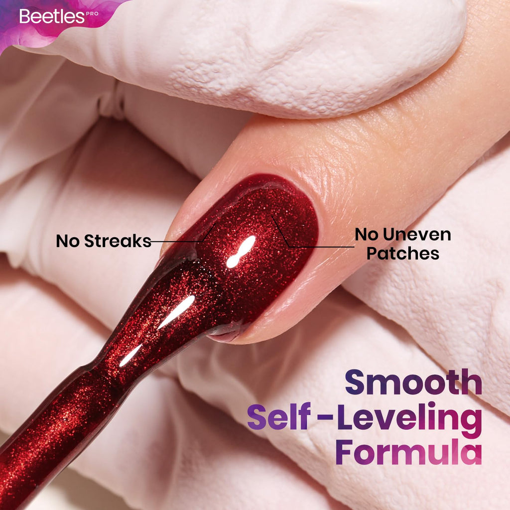 Beetles Pro Red Gel Nail Polish Drama Fix – 20ml Glitter Gel, Cherry Red, UV Cure, Salon-Quality Shine