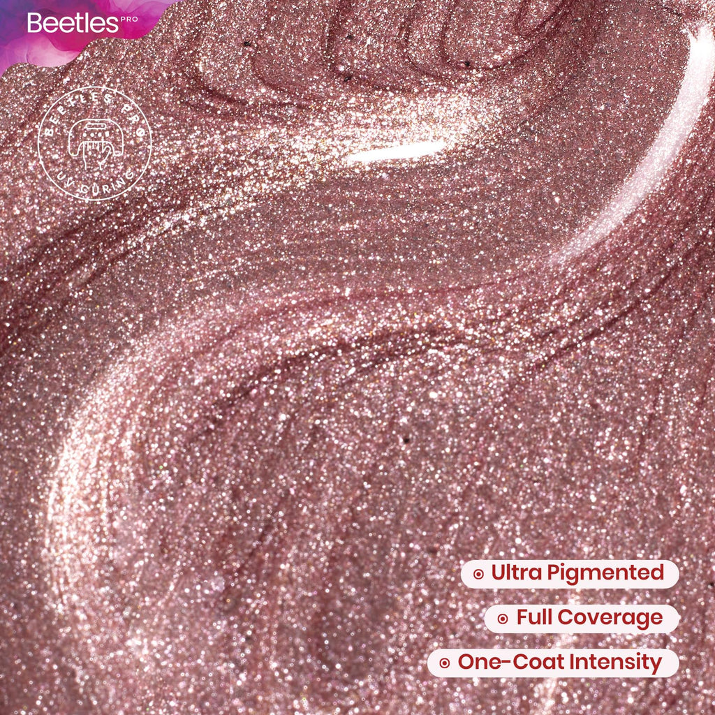 Beetles Pro Shimmer Gel Polish Existential Pink – 20ml Rose Gold Shine