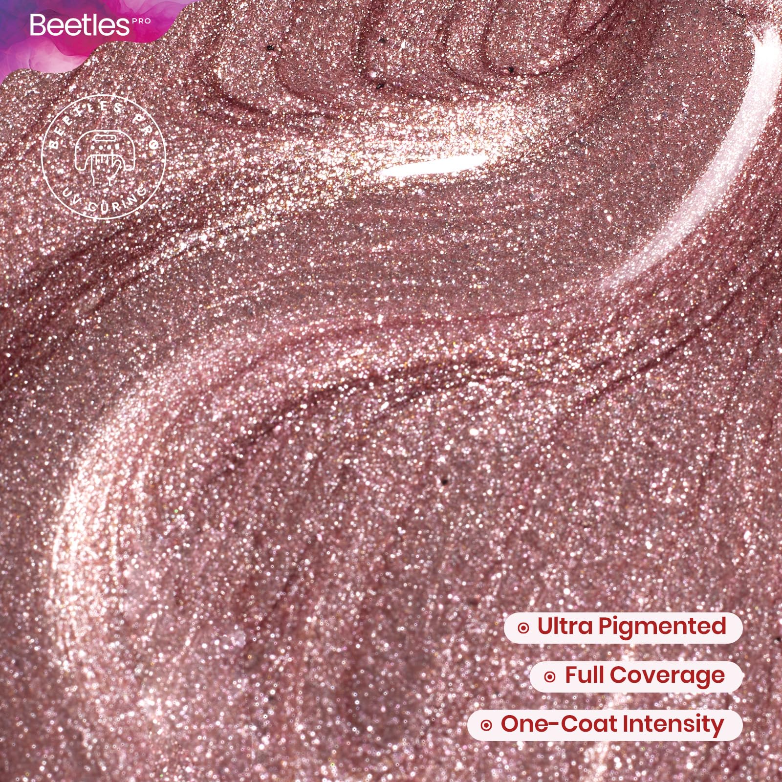 Beetles Pro Shimmer Gel Polish Existential Pink – 20ml Rose Gold Shine