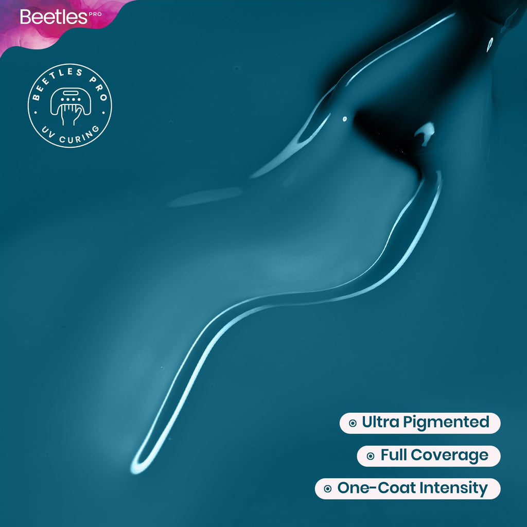 Beetles Pro Blue Gel Polish - Drown in Thought (Turquoise Teal) 20ML | Long-Lasting Shine
