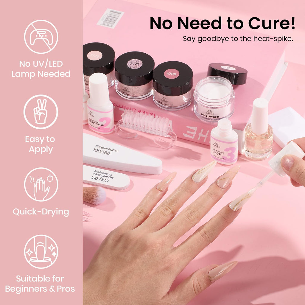 Beetles Dip Powder Nail Kit – 20 Colors Peach Brownie Collection + Electric Nail Drill