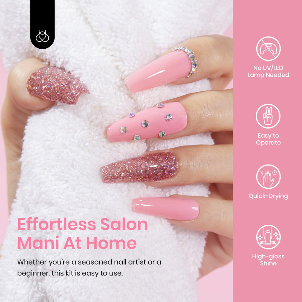 Beetles 36Pcs Dip Powder Nail Kit Starter – 20 Colors Nude Pink Gray Glitter Burgundy, Base Top Activator, Tools