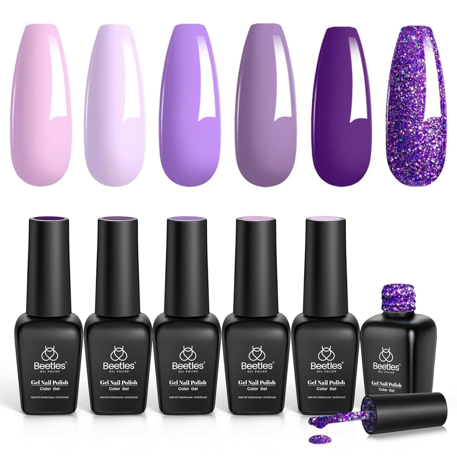 Beetles Purple Gel Polish – Grape Vine Collection (6 Colors) | UV/LED Soak-Off Nail Kit