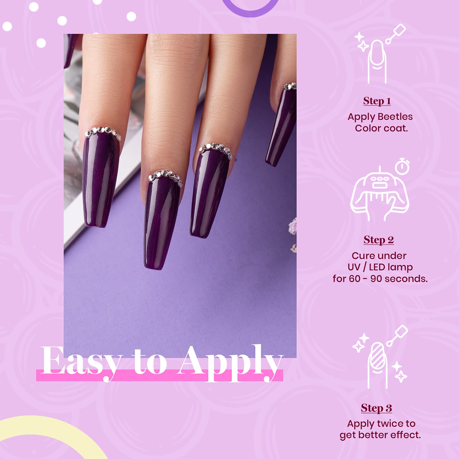 Beetles Purple Gel Polish – Grape Vine Collection (6 Colors) | UV/LED Soak-Off Nail Kit