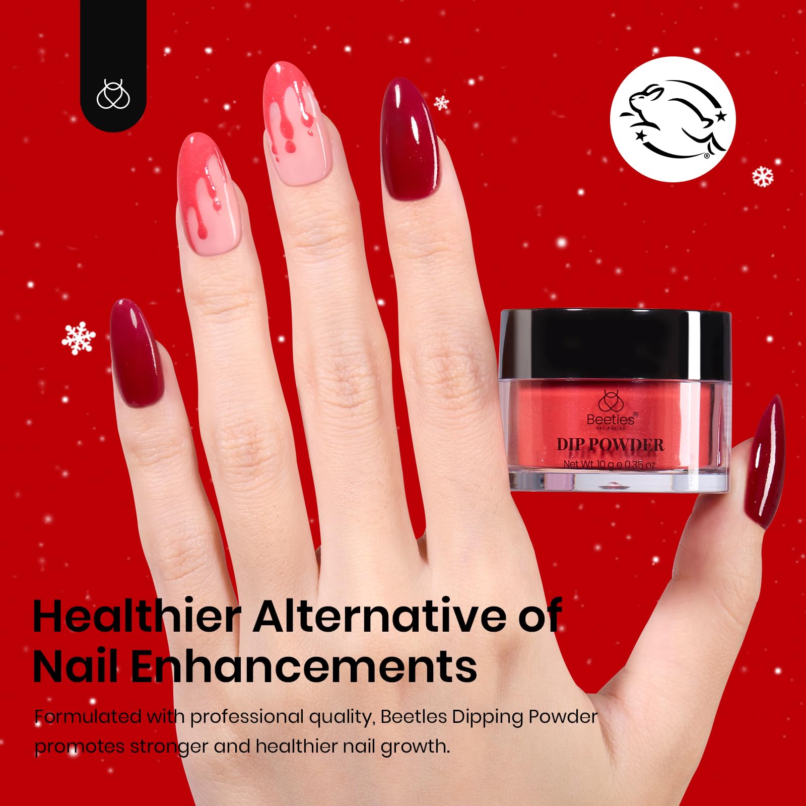 Beetles Red Dip Powder Nail Kit – 6 Red Glitter Colors, No Lamp Needed