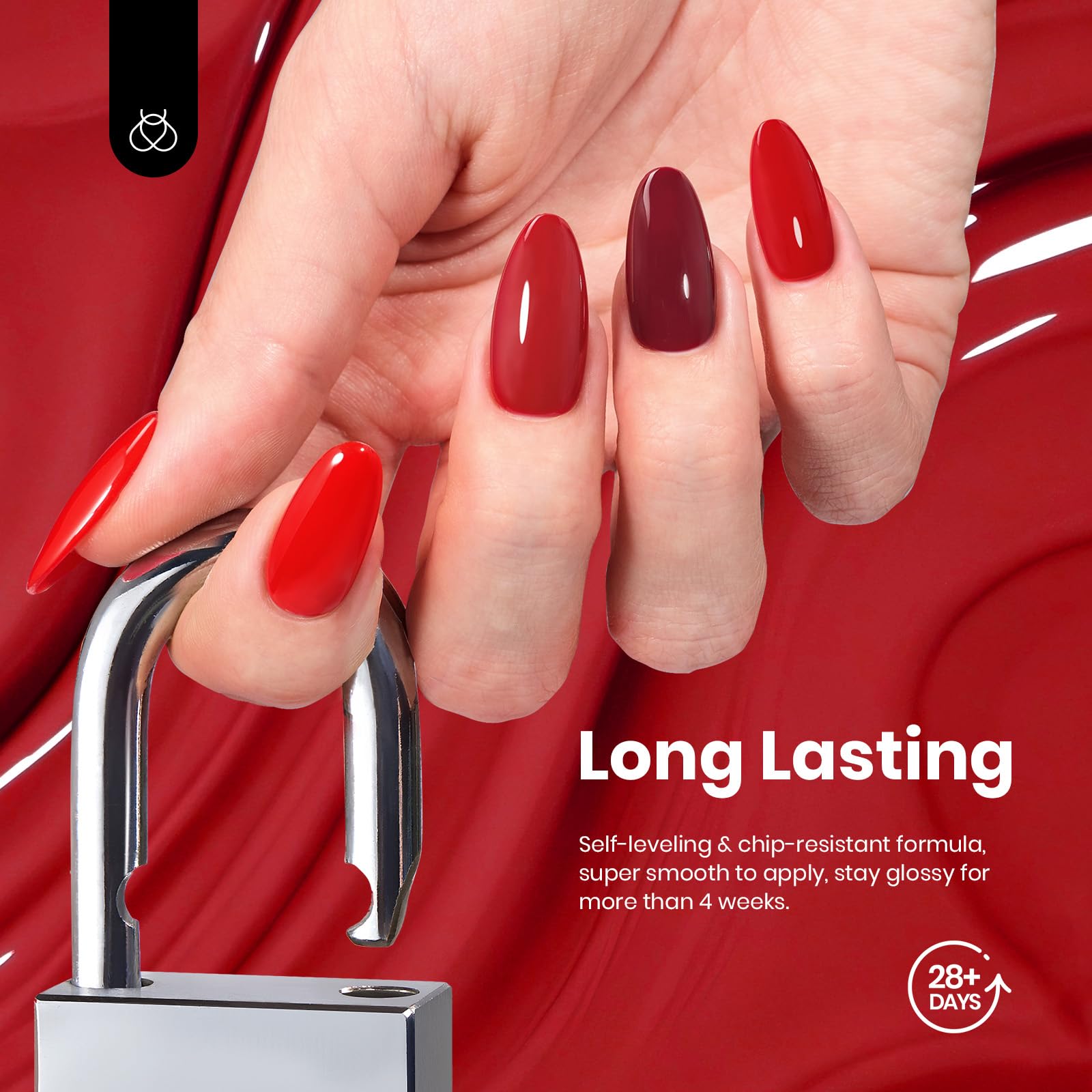 Beetles Red Gel Nail Polish Set – 6 Shimmer Burgundy Reds, 15ml Each | UV Soak-Off Kit
