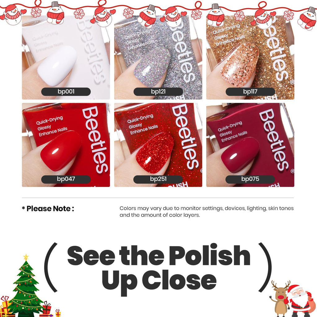 Beetles Red Nail Polish Set – Glitter Burgundy Shades | Quick Dry & Long-Lasting