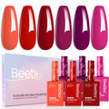 Beetles Red Pink Gel Polish Set - 6 HEMA-Free Colors, 15ml UV LED