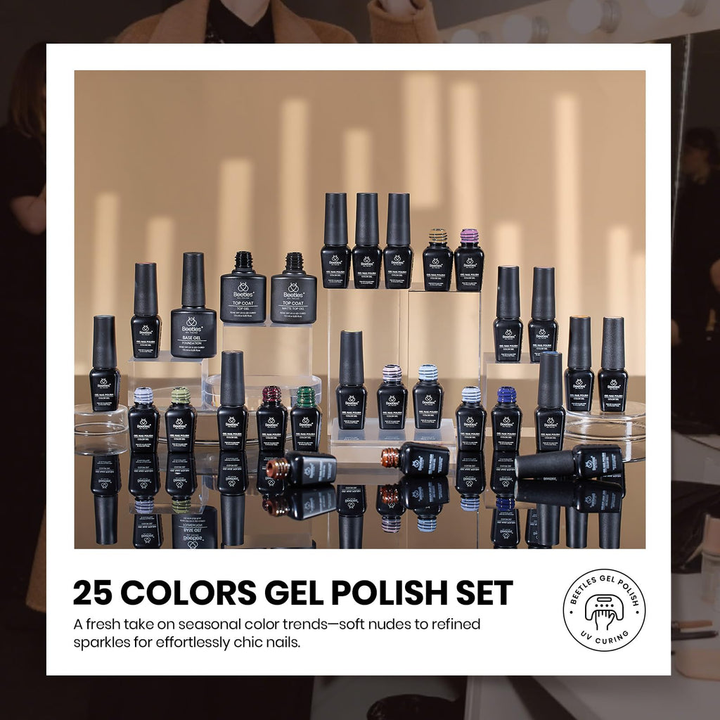 Beetles Retro Gel Nail Polish Set – 25 Winter Colors + Base & Top Coat