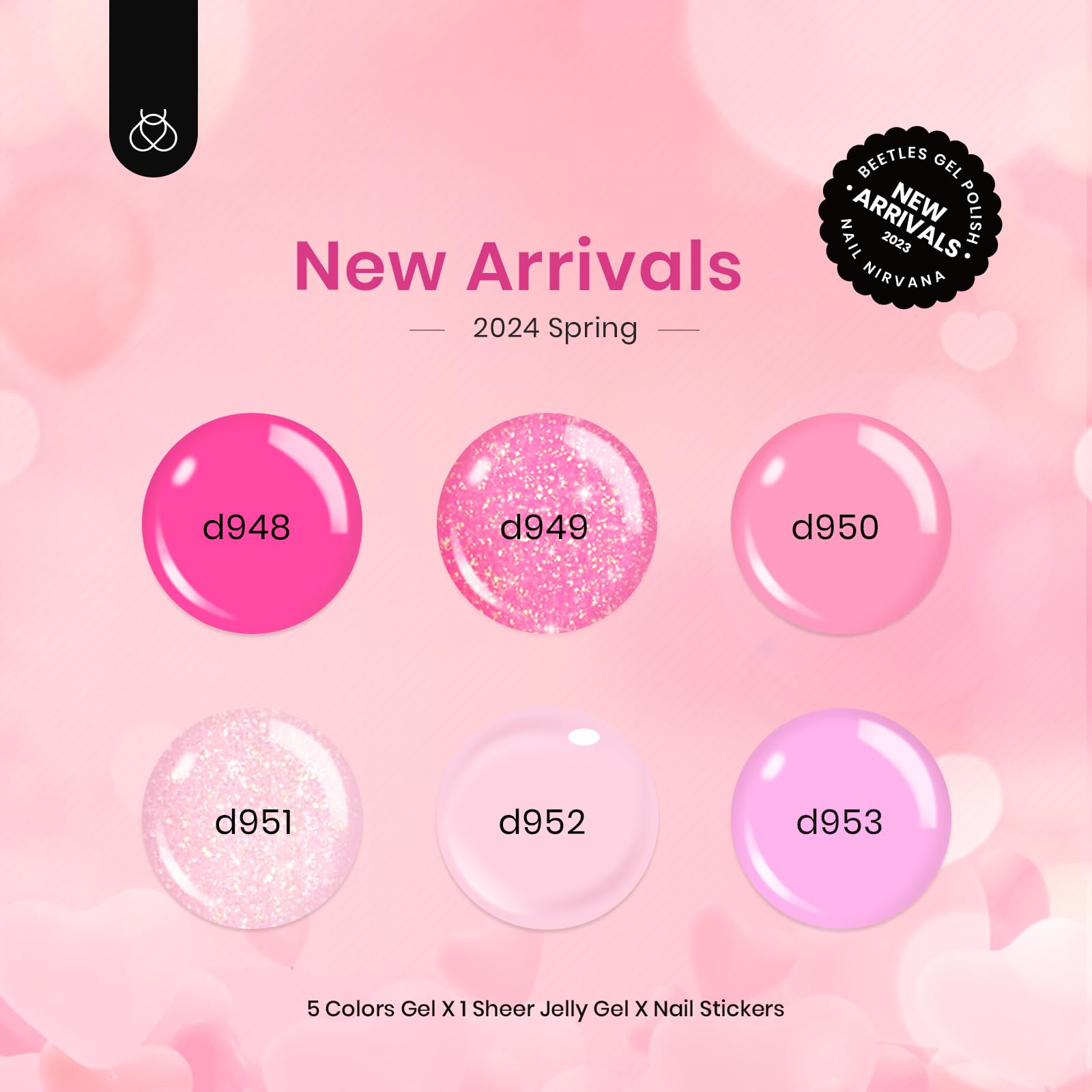 Beetles Pink Gel Nail Polish Set – 6 Pink Shades, Soak-Off UV/LED