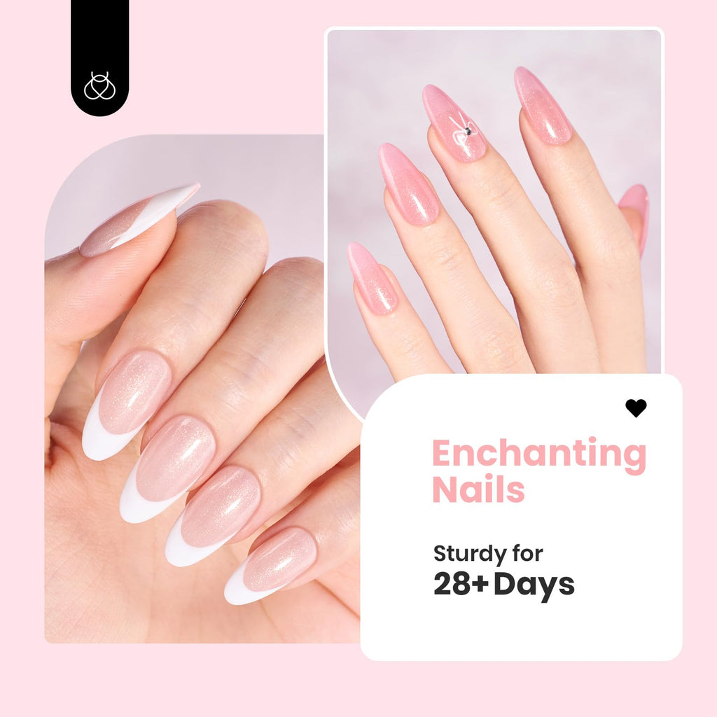 Beetles Rubber Base Gel Nail Polish – Glitter Nude Pink Builder Base Coat for Natural Nails