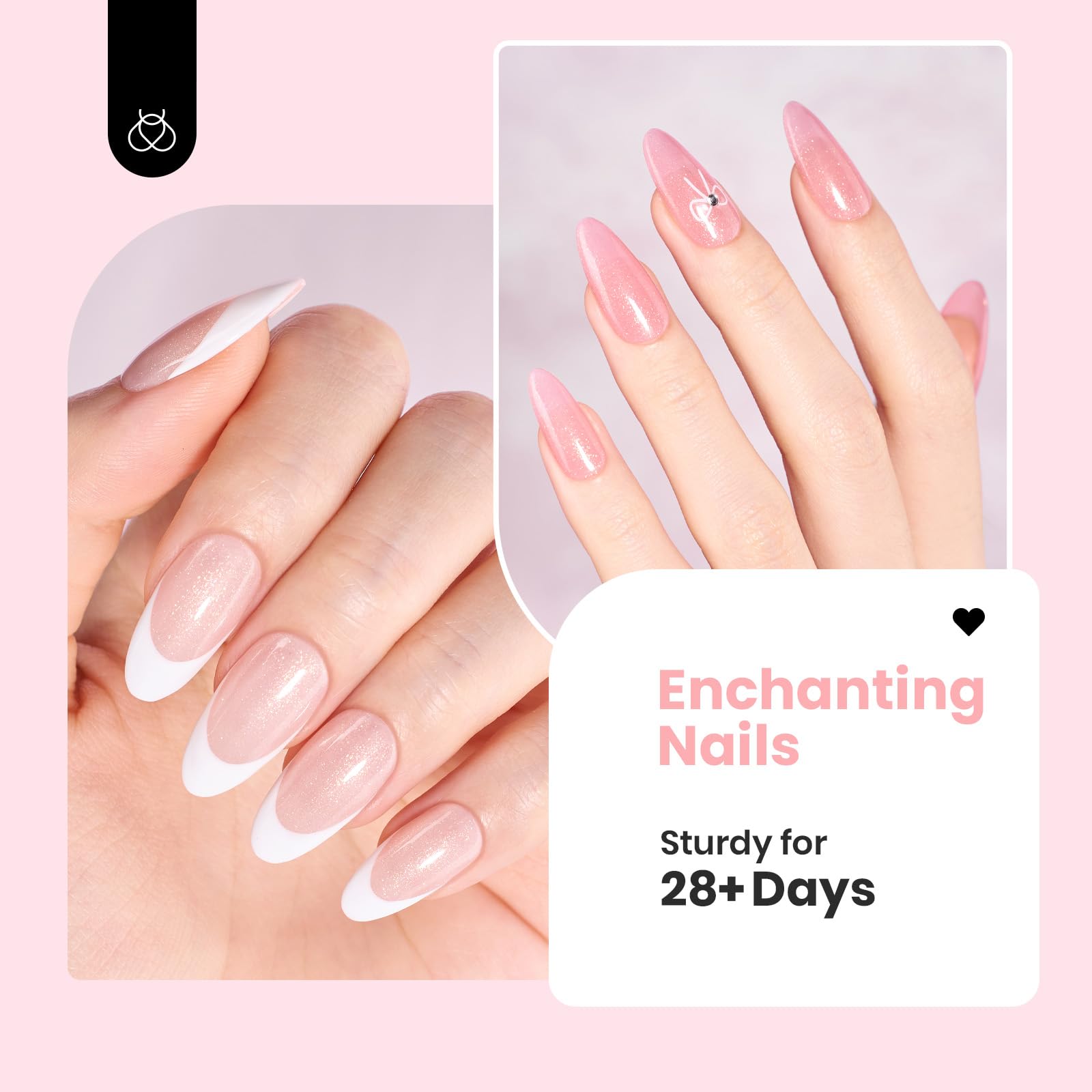 Beetles Rubber Base Gel Nail Polish – Glitter Nude Pink Builder Base Coat for Natural Nails